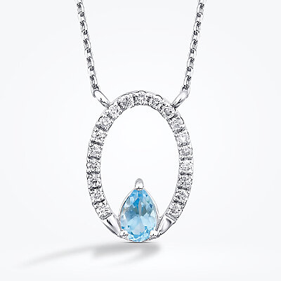 0.40 Karat Pırlanta Blue Topaz Kolye - Baroni Diamond (1)