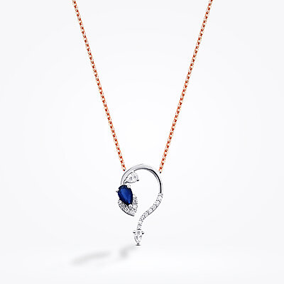 0.40 Karat Pırlanta Safir Kolye - Baroni Diamond