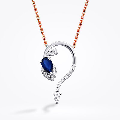 0.40 Karat Pırlanta Safir Kolye - Baroni Diamond (1)