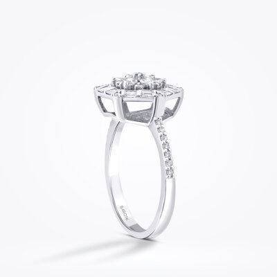 0.43 Karat Pırlanta Baget Çiçek Yüzük - Baroni Diamond (1)