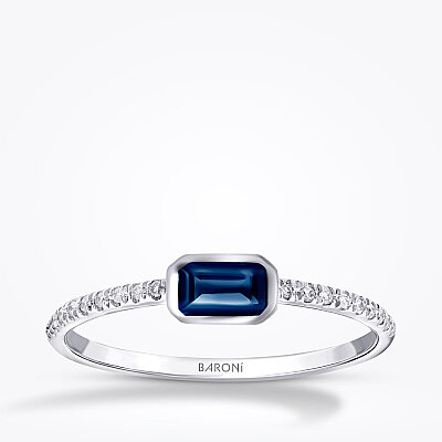 0.43 Karat Pırlanta Safir Yüzük - Baroni Diamond