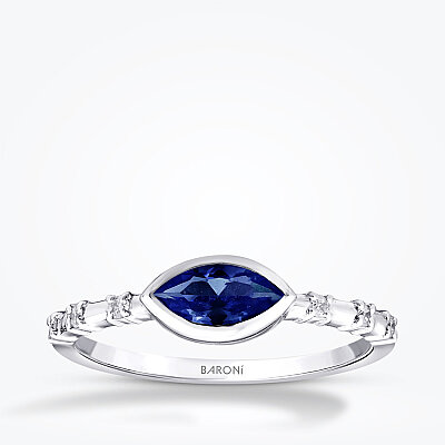 0.43 Karat Pırlanta Safir Yüzük - Baroni Diamond