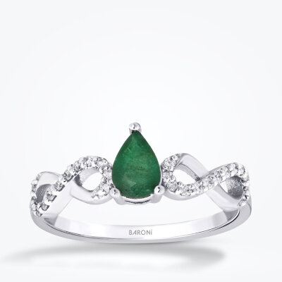 0.43 Karat Pırlanta Zümrüt Yüzük - Baroni Diamond