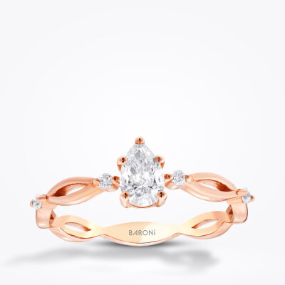 0.44 Karat Pırlanta Damla Tektaş Yüzük - Baroni Diamond