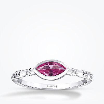 0.44 Karat Pırlanta Pink Safir Yüzük - Baroni Diamond