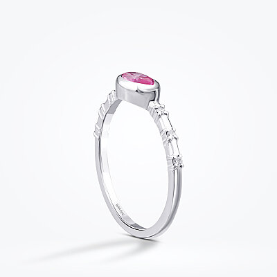 0.44 Karat Pırlanta Pink Safir Yüzük - Baroni Diamond (1)
