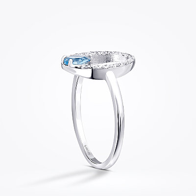 0.45 Karat Pırlanta Blue Topaz Yüzük - Baroni Diamond (1)