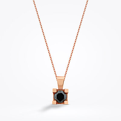 0.46 Karat Siyah Taşlı Tektaş Kolye - Baroni Diamond