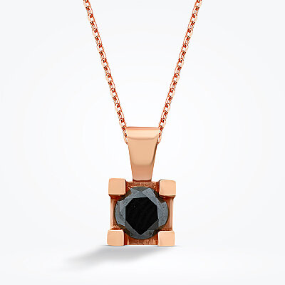 0.46 Karat Siyah Taşlı Tektaş Kolye - Baroni Diamond (1)