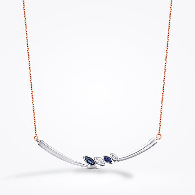 0.47 Karat Pırlanta Safir Kolye - Baroni Diamond