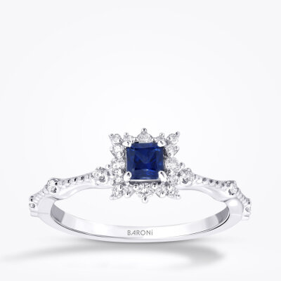 0.47 Karat Pırlanta Safir Yüzük - Baroni Diamond