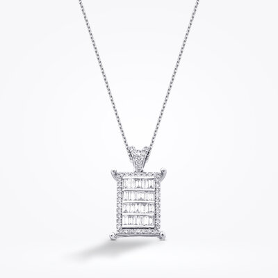0.49 Karat Pırlanta Baget Kolye - Baroni Diamond