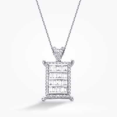 0.49 Karat Pırlanta Baget Kolye - Baroni Diamond (1)