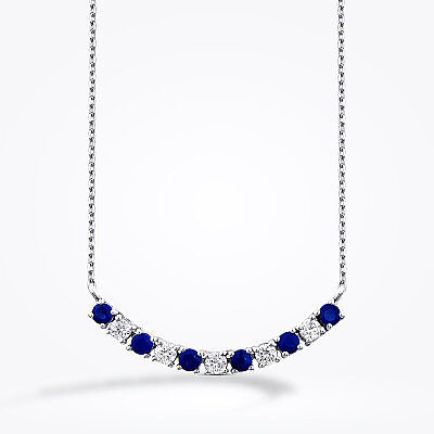 0.49 Karat Pırlanta Safir Kolye - Baroni Diamond