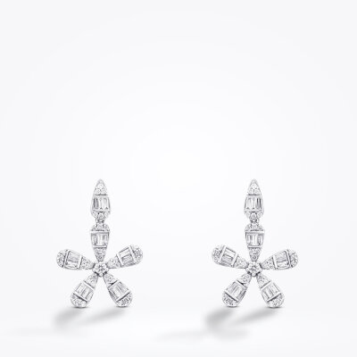 0.50 Karat Pırlanta Baget Çiçek Küpe - Baroni Diamond (1)
