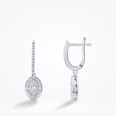 0.51 Karat Pırlanta Baget Taşlı Küpe - Baroni Diamond
