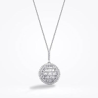 0.51 Karat Pırlanta Baget Taşlı Yuvarlak Kolye - Baroni Diamond