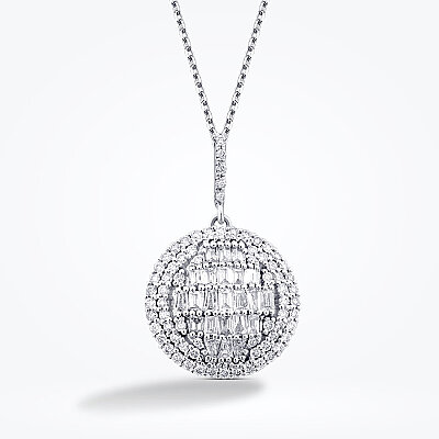 0.51 Karat Pırlanta Baget Taşlı Yuvarlak Kolye - Baroni Diamond (1)