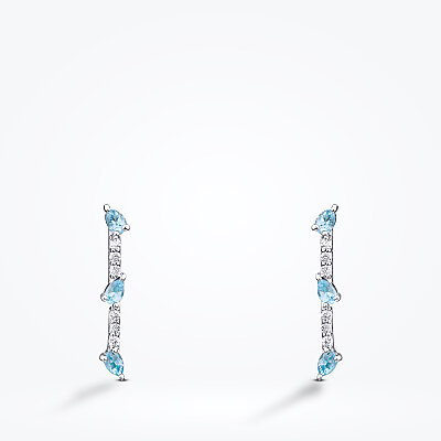 0.51 Karat Pırlanta Blue Topaz Küpe - Baroni Diamond (1)