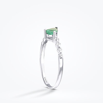 0.52 Karat Pırlanta Damla Taşlı Zümrüt Yüzük - Baroni Diamond (1)