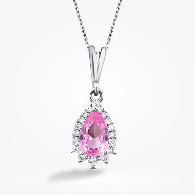 0.52 Karat Pırlanta Pembe Safir Kolye - Baroni Diamond (1)