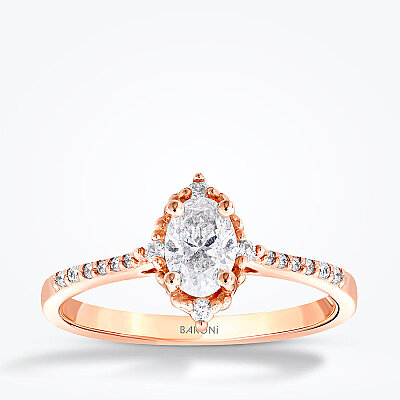 0.53 Karat Pırlanta Oval Lotus Yüzük - Baroni Diamond