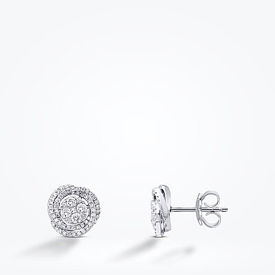 0.53 Karat Pırlanta Yuvarlak Detaylı Küpe - Baroni Diamond