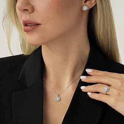 0.53 Karat Pırlanta Yuvarlak Detaylı Küpe - Baroni Diamond (1)