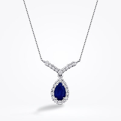 0.55 Karat Pırlanta Safir Kolye - Baroni Diamond