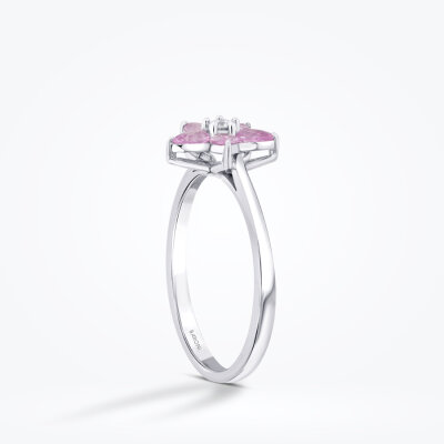 0.56 Karat Pırlanta Pembe Safir Çiçek Yüzük - Baroni Diamond (1)