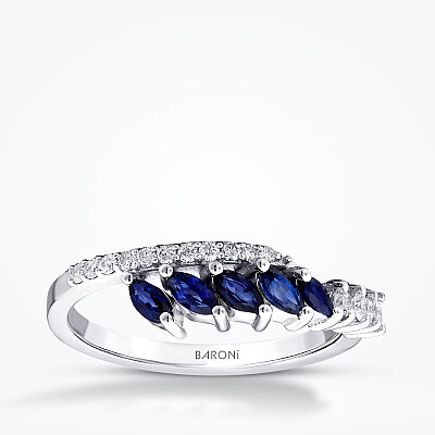 0.56 Karat Pırlanta Safir Yüzük - Baroni Diamond