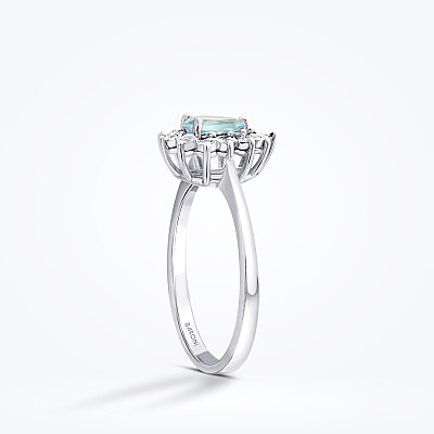 0.57 Karat Pırlanta Damla Taşlı Blue Topaz Yüzük - Baroni Diamond (1)