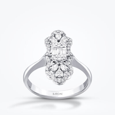0.57 Karat Pırlanta Trend Baget Yüzük - Baroni Diamond