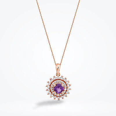 0.58 Karat Pırlanta Ametist Kolye - Baroni Diamond