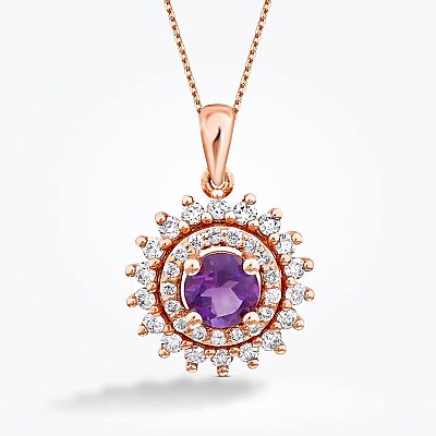 0.58 Karat Pırlanta Ametist Kolye - Baroni Diamond (1)