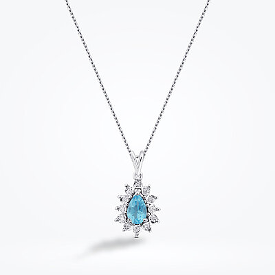 0.58 Karat Pırlanta Damla Taşlı Blue Topaz Kolye - Baroni Diamond (1)