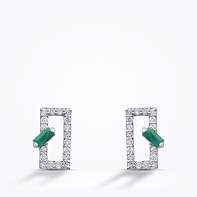 0.58 Karat Pırlanta Zümrüt Küpe - Baroni Diamond (1)