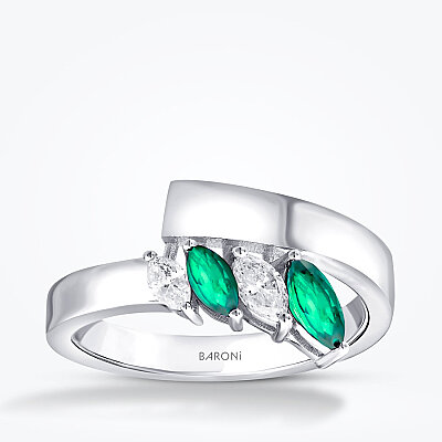 0.58 Karat Pırlanta Zümrüt Yüzük - Baroni Diamond