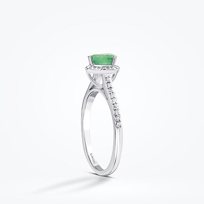 0.59 Karat Pırlanta Damla Zümrüt Yüzük - Baroni Diamond (1)