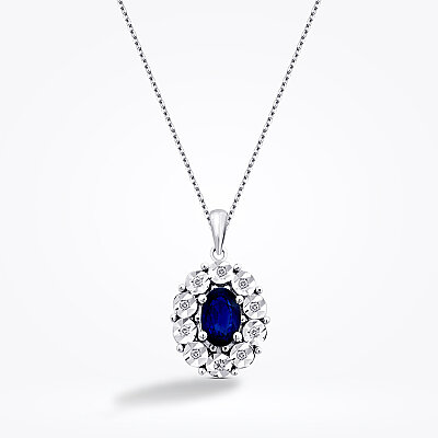 0.59 Karat Pırlanta Efektli Safir Trend Kolye - Baroni Diamond