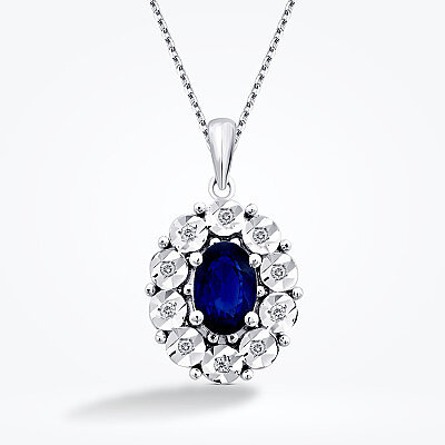 0.59 Karat Pırlanta Efektli Safir Trend Kolye - Baroni Diamond (1)