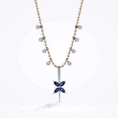 0.59 Karat Pırlanta Safir Kolye - Baroni Diamond