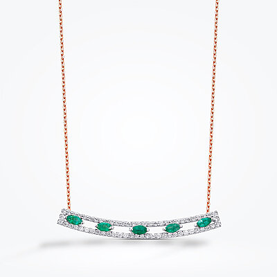 0.59 Karat Pırlanta Zümrüt Kolye - Baroni Diamond