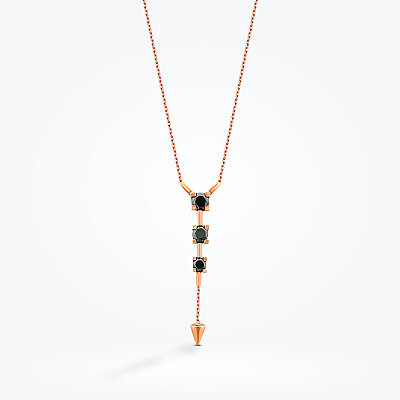 0.59 Karat Siyah Taşlı Sarkaç Kolye - Baroni Diamond