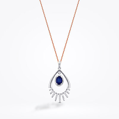 0.60 Karat Pırlanta Safir Kolye - Baroni Diamond