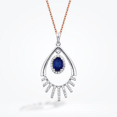 0.60 Karat Pırlanta Safir Kolye - Baroni Diamond (1)