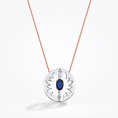 0.62 Karat Pırlanta Safir Kolye - Baroni Diamond