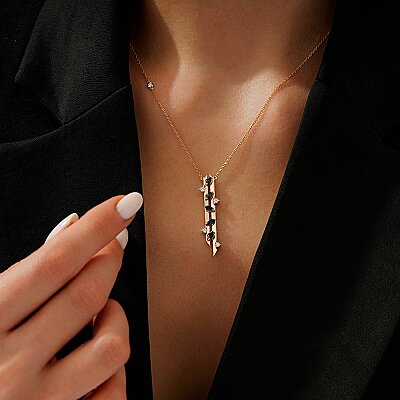 0.62 Karat Pırlanta Uzun Safir Kolye - Baroni Diamond (1)