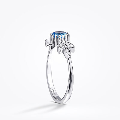 0.63 Karat Pırlanta Blue Topaz Yüzük - Baroni Diamond (1)