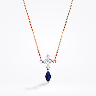 0.63 Karat Pırlanta Safir Kolye - Baroni Diamond